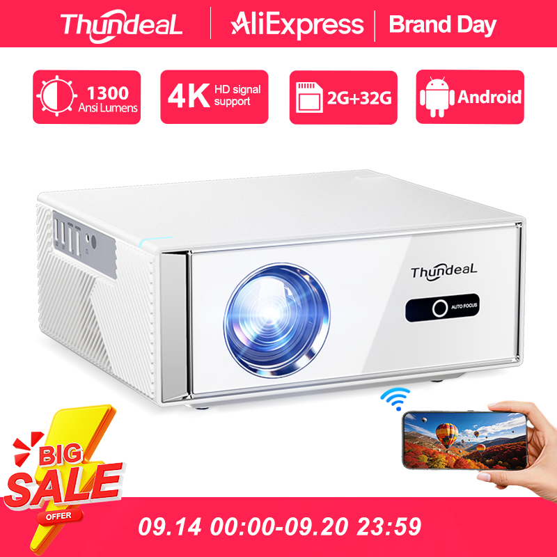 Home Cinema Complet - ThundeaL TD95W Projector 4K Full HD