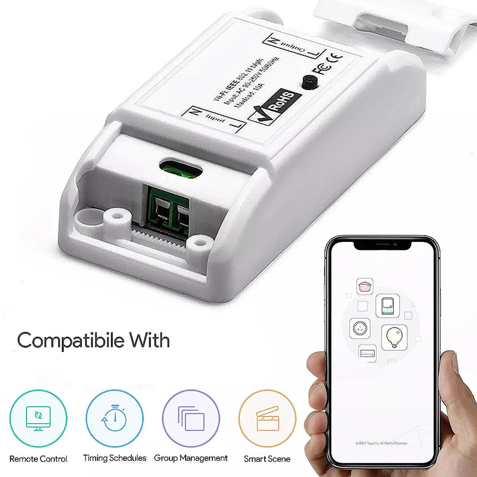 Universal Remote Control - 1Pcs WiFi Smart Home Switch White