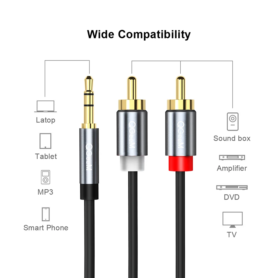 QGeeM RCA Cable 2RCA to 3.5 Au - Home Cinema Beamer review and price