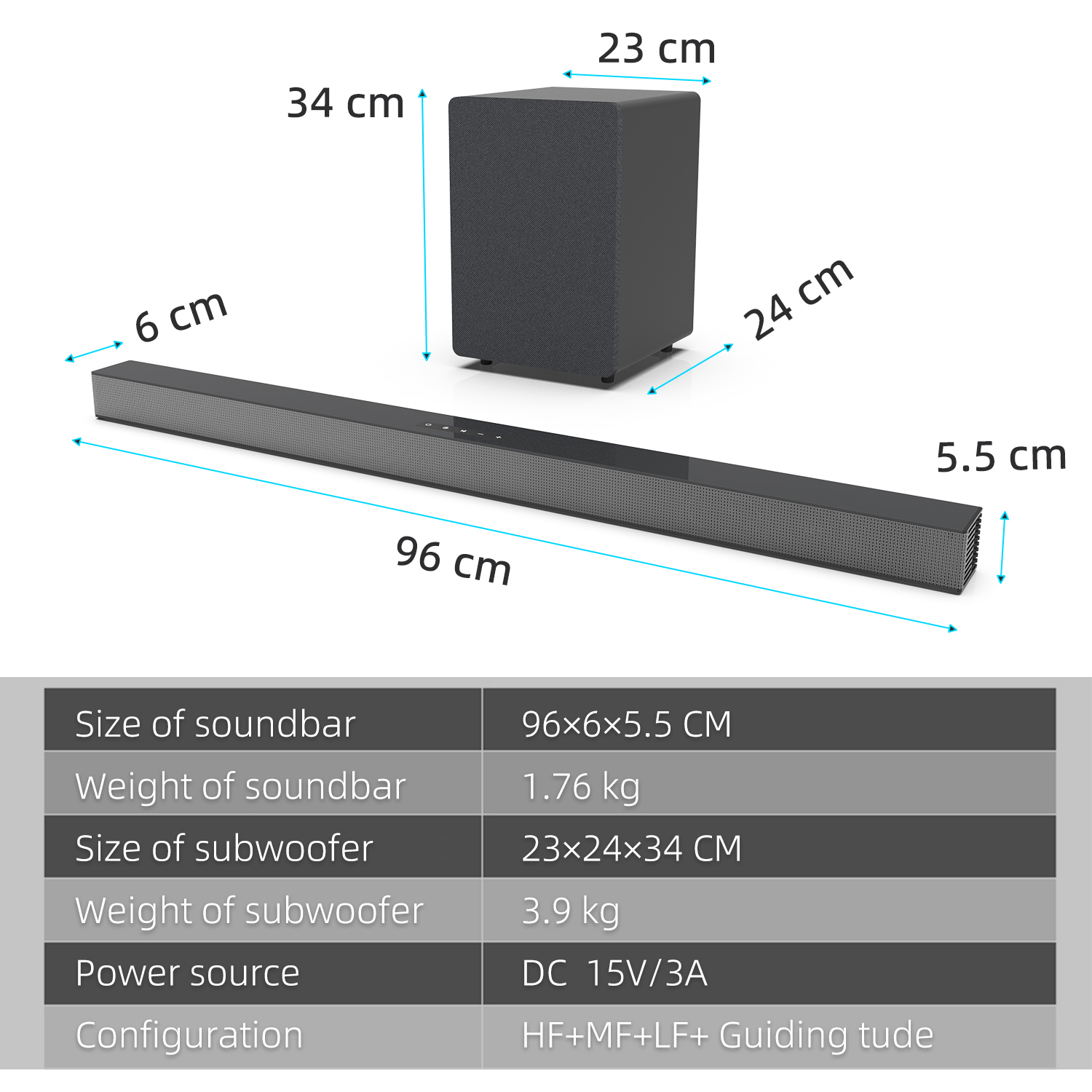 84W TV Sound Bar with Subwoofe - Home Cinema Complet review and price