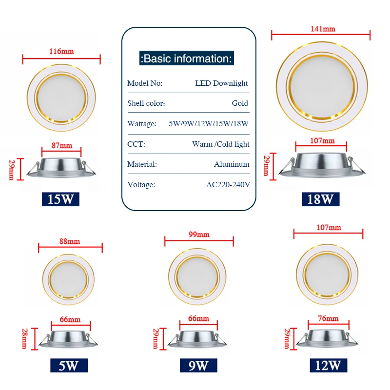 LED Downlight 5W 7W 9W 12W 15W - Home Cinema Led review and price