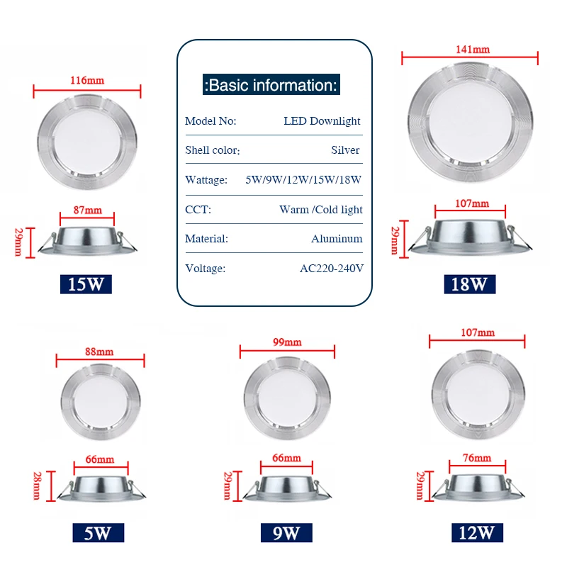 LED Downlight 5W 7W 9W 12W 15W - Home Cinema Led review and price