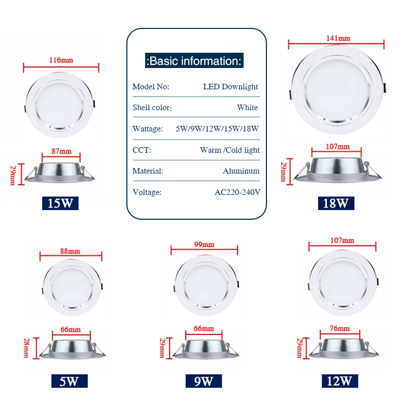 LED Downlight 5W 7W 9W 12W 15W - Home Cinema Led review and price